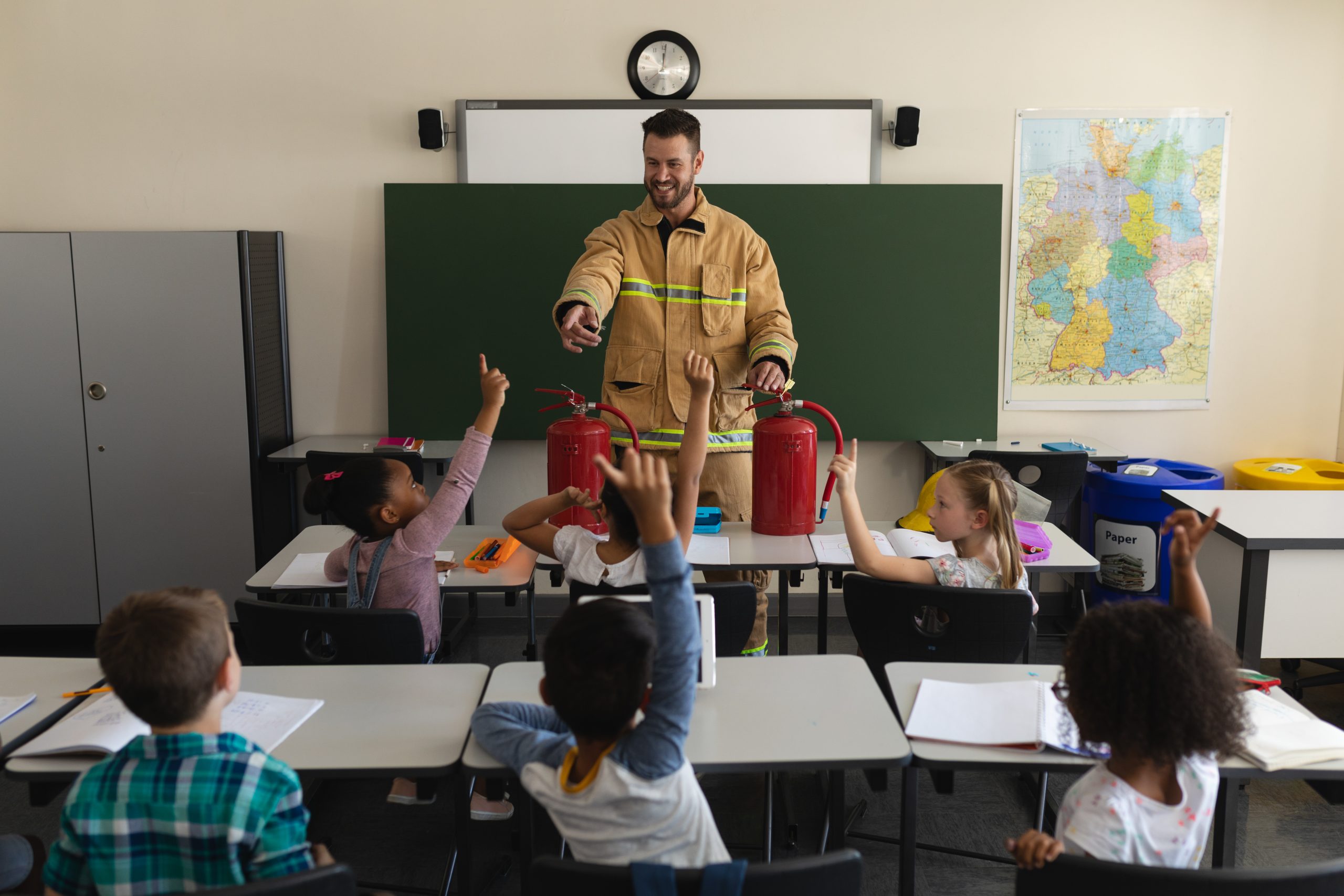 Using fire extinguishers in East Northport Schools